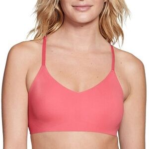 True & Co Women's M Lace Racerback Adjustable Strap Bralette Pink